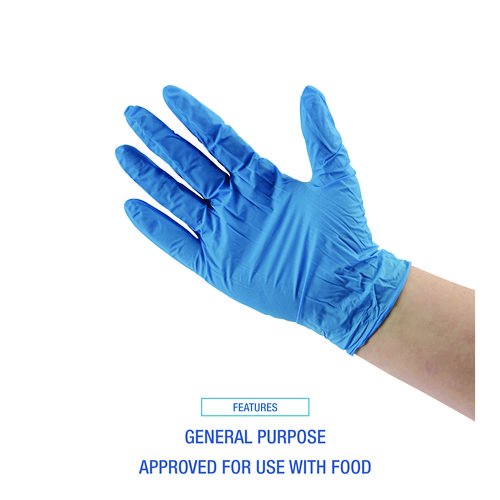 Disposable Powder-Free Nitrile Gloves, Small, Blue, 5 mil, 100/Box, 10 Boxes/Carton. Picture 10