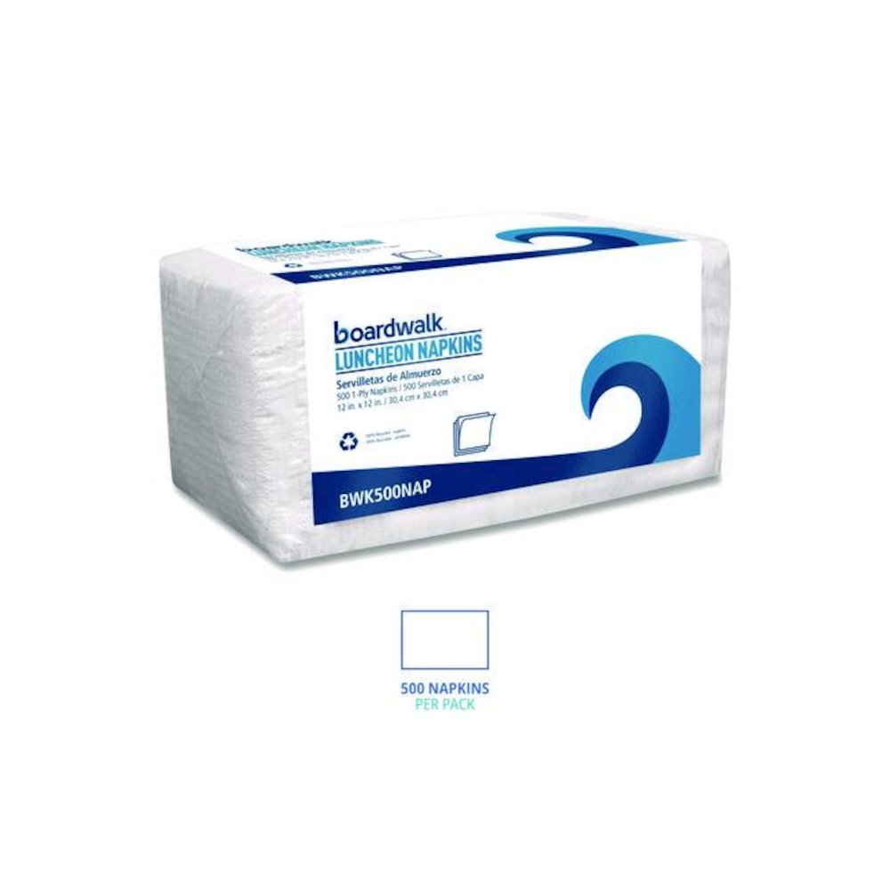 1/4-Fold Lunch Napkins, 1-Ply, 12 x 12, White, 500/Pack. Picture 2