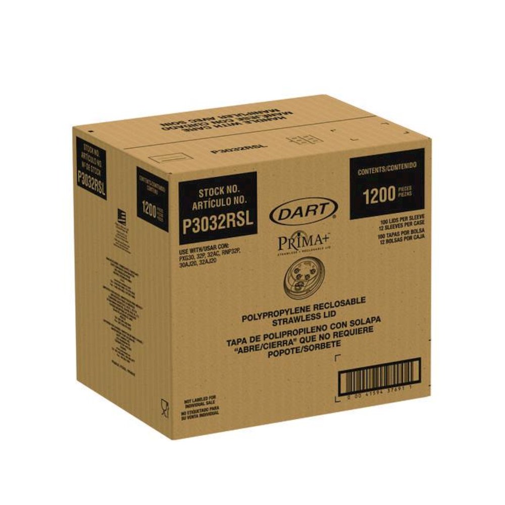 Prima Strawless Plastic Lids, Fits 30 oz to 32 oz Cold Cups, Clear, 100/Sleeve, 12 Sleeves/Carton. Picture 2