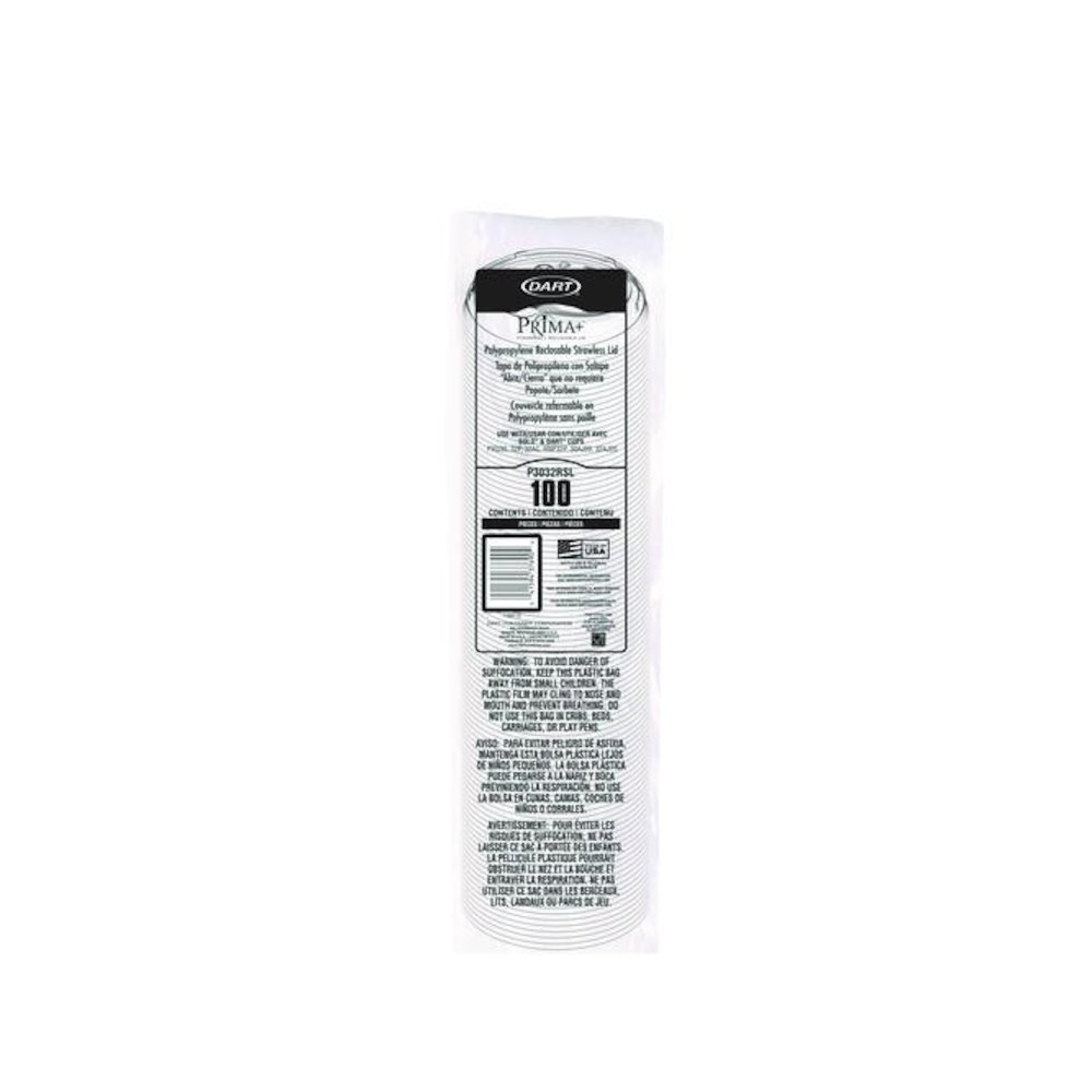 Prima Strawless Plastic Lids, Fits 30 oz to 32 oz Cold Cups, Clear, 100/Sleeve, 12 Sleeves/Carton. Picture 4