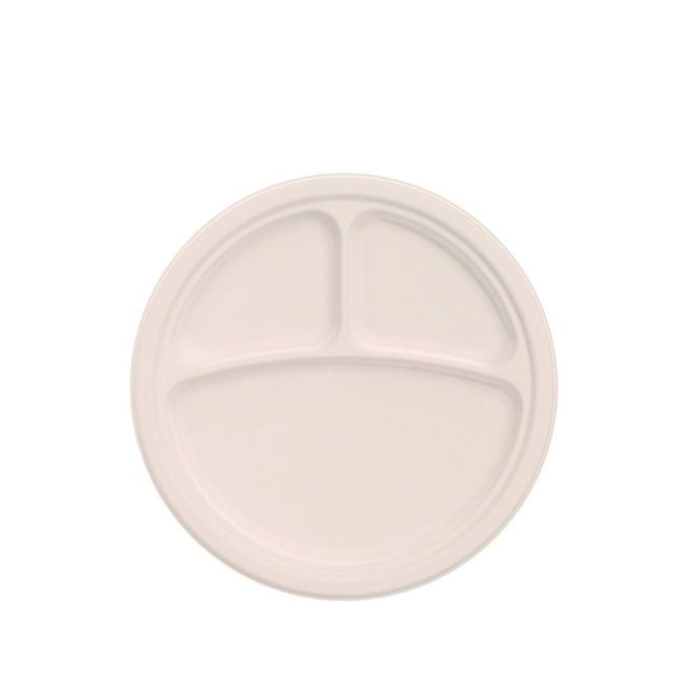 Compostable Molded Fiber Dinnerware, ProPlanet Seal, 3-Compartment Plate, 10.2" dia, Natural, 500/Carton. Picture 1