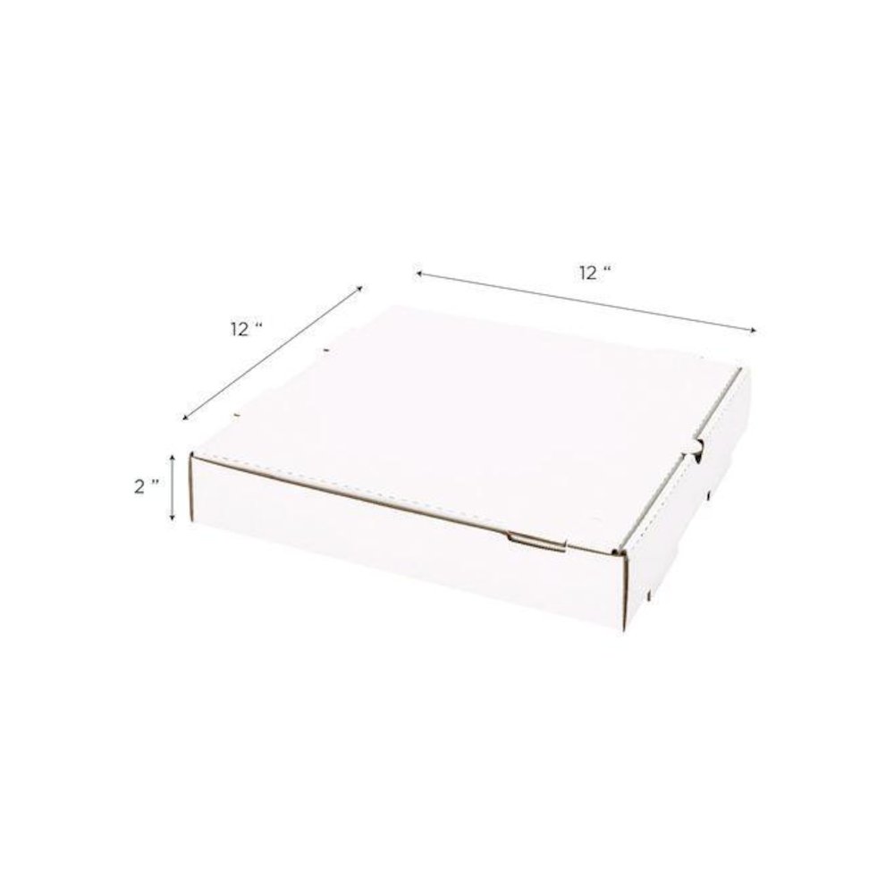 Corrugated Pizza Boxes, 12 x 12 x 1.97, White/Brown, 50/Carton. Picture 2