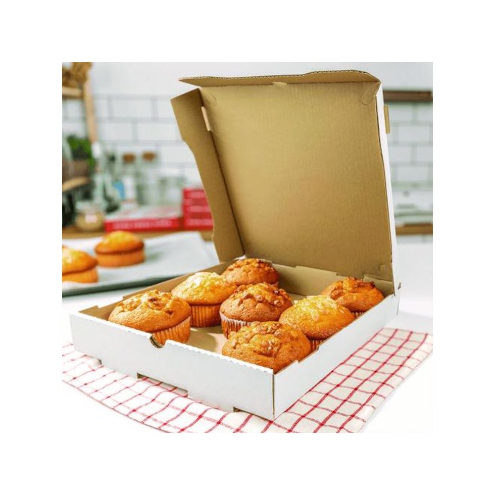 Corrugated Pizza Boxes, 12 x 12 x 1.97, White/Brown, 50/Carton. Picture 4