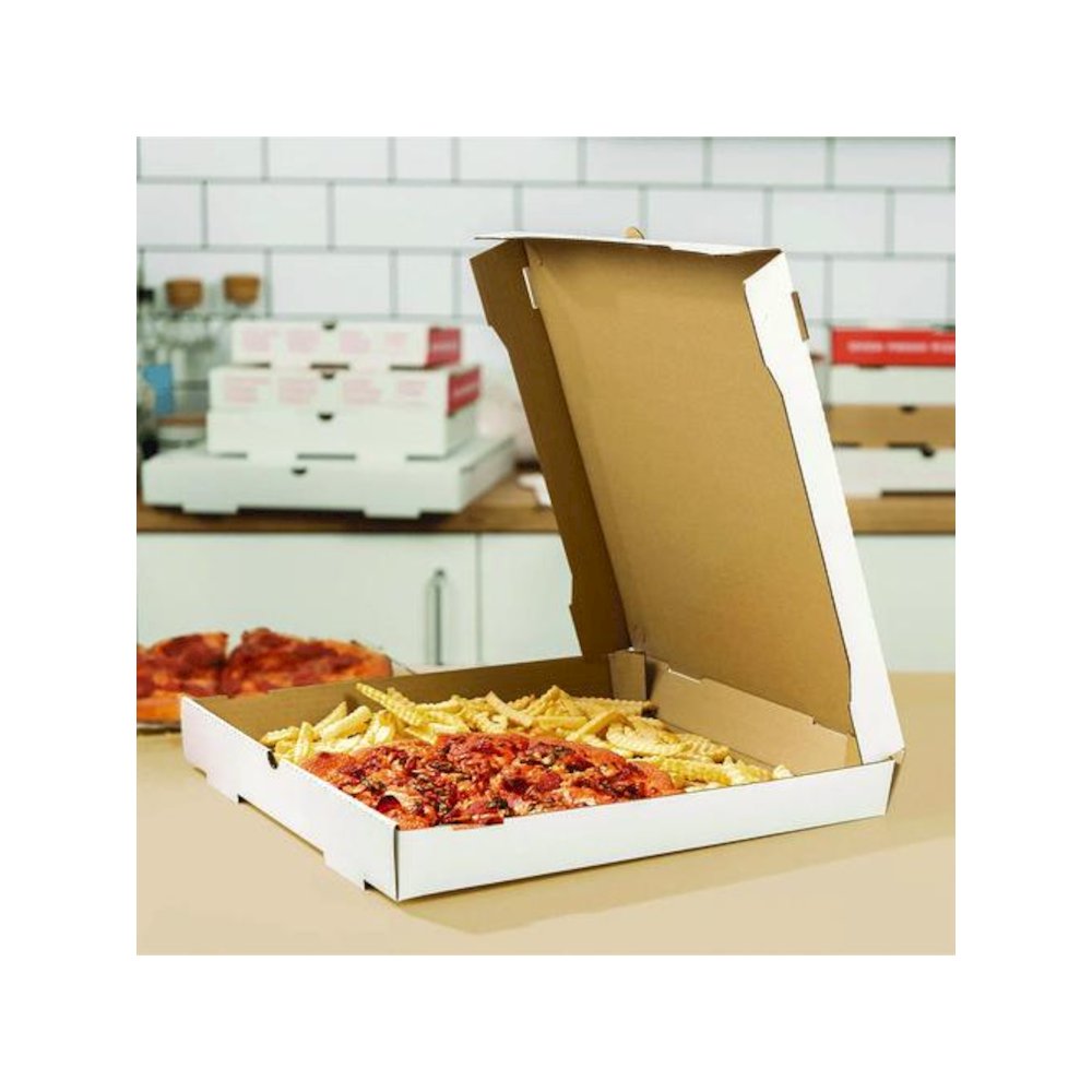Corrugated Pizza Boxes, 16 x 16 x 1.97, White/Brown, 50/Carton. Picture 4