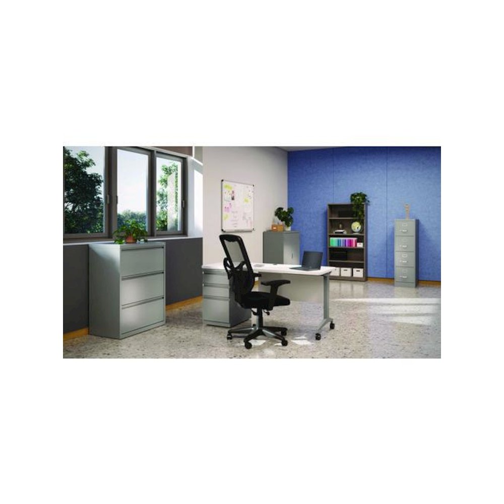 Alera Modern Teacher Series Pedestal Desk, Left-Side Pedestal: Box/Box/File, 60" x 24" x 28.75", White/Silver. Picture 8