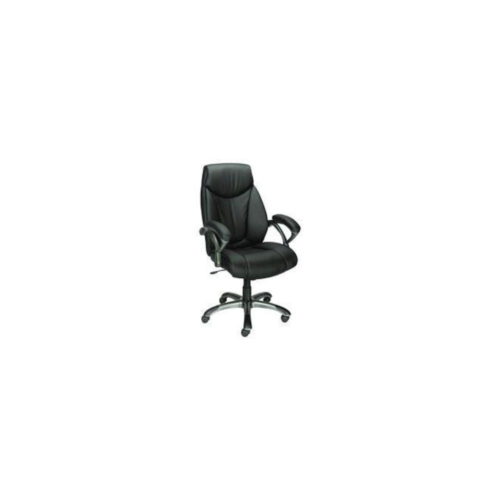 Alera Fulford Bonded Leather High-Back Managers Chair, Supports 275lb, 18.62-22.56" Seat Height, Black Seat/Back, Silver Base. Picture 5