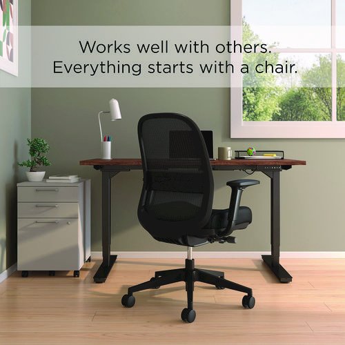 Alera Kempton Ergonomic Fabric Mesh Swivel Task Chair, Supports Up to 275lb, 18.31 to 22.17 Seat Height, Black Seat/Back/Base. Picture 5