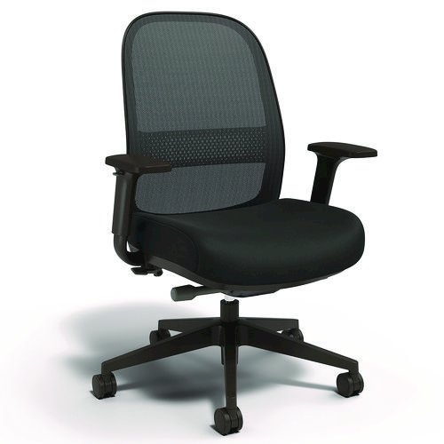 Alera Kempton Ergonomic Fabric Mesh Swivel Task Chair, Supports Up to 275lb, 18.31 to 22.17 Seat Height, Black Seat/Back/Base. Picture 1