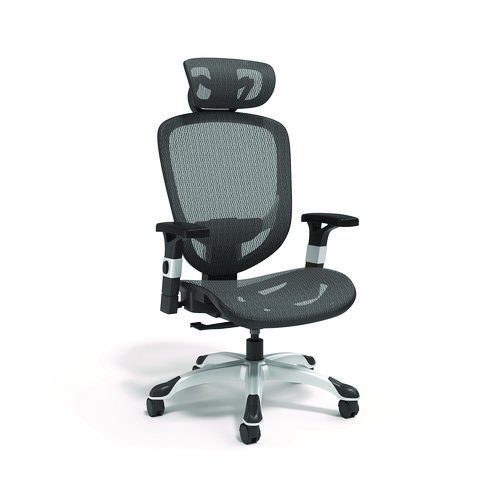 Alera Minerva Ergonomic Mesh Swivel Task Chair, Support Up to 275lb, 17.24 to 20.98 Seat Height, Black Seat/Back, Silver Base. Picture 1