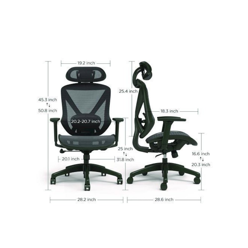 Alera Taunton Ergonomic Mesh Swivel Task Chair, Supports Up to 275lb, 17.44 to 20.98 Seat Height, Black Seat/Back, Black Base. Picture 4