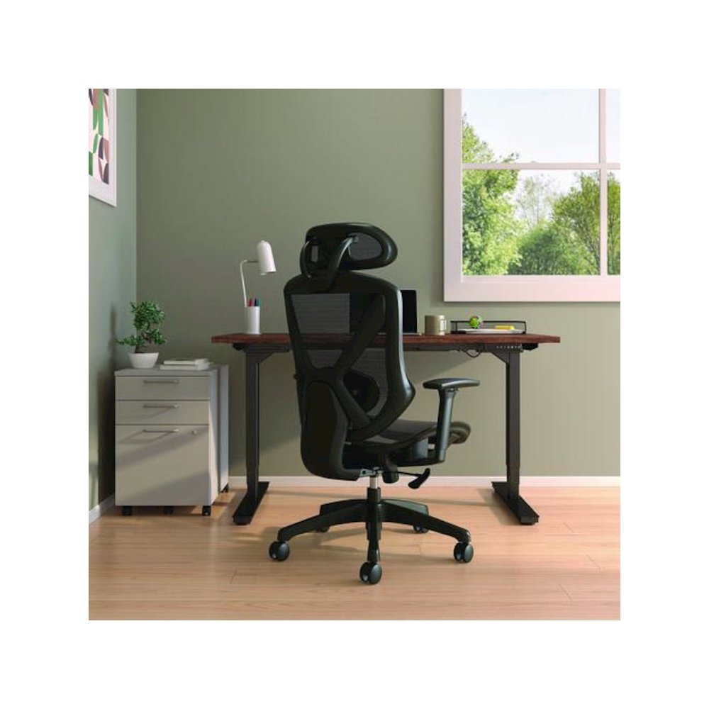 Alera Taunton Ergonomic Mesh Swivel Task Chair, Supports Up to 275lb, 17.44 to 20.98 Seat Height, Black Seat/Back, Black Base. Picture 5