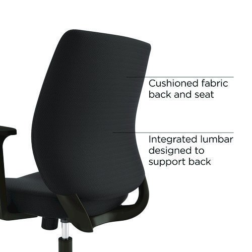 Wessex Ergonomic Fabric Task Chair, Supports Up to 275 lb, 17.13 to 20.83 Seat Height, Black Seat/Back, Black Base. Picture 4