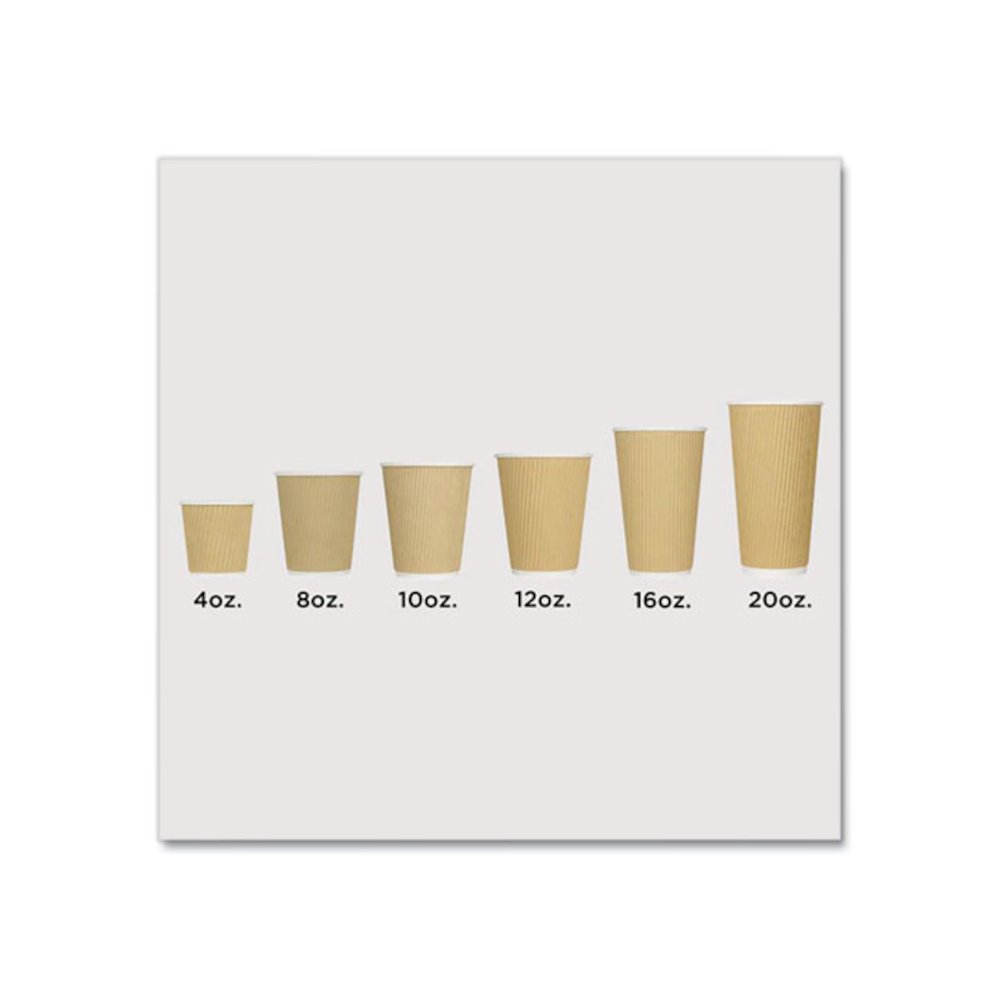 Ripple Hot Cups, 10 oz, Paper, Kraft/White, 500/Carton. Picture 5