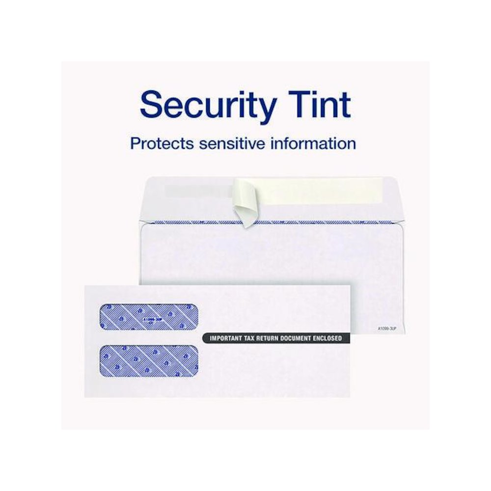 3-Up 1099-NEC Peel and Seal Double-Window Security Tint Envelopes, Commercial Flap, 8.75 x 3.75, White, 24/Pack. Picture 5