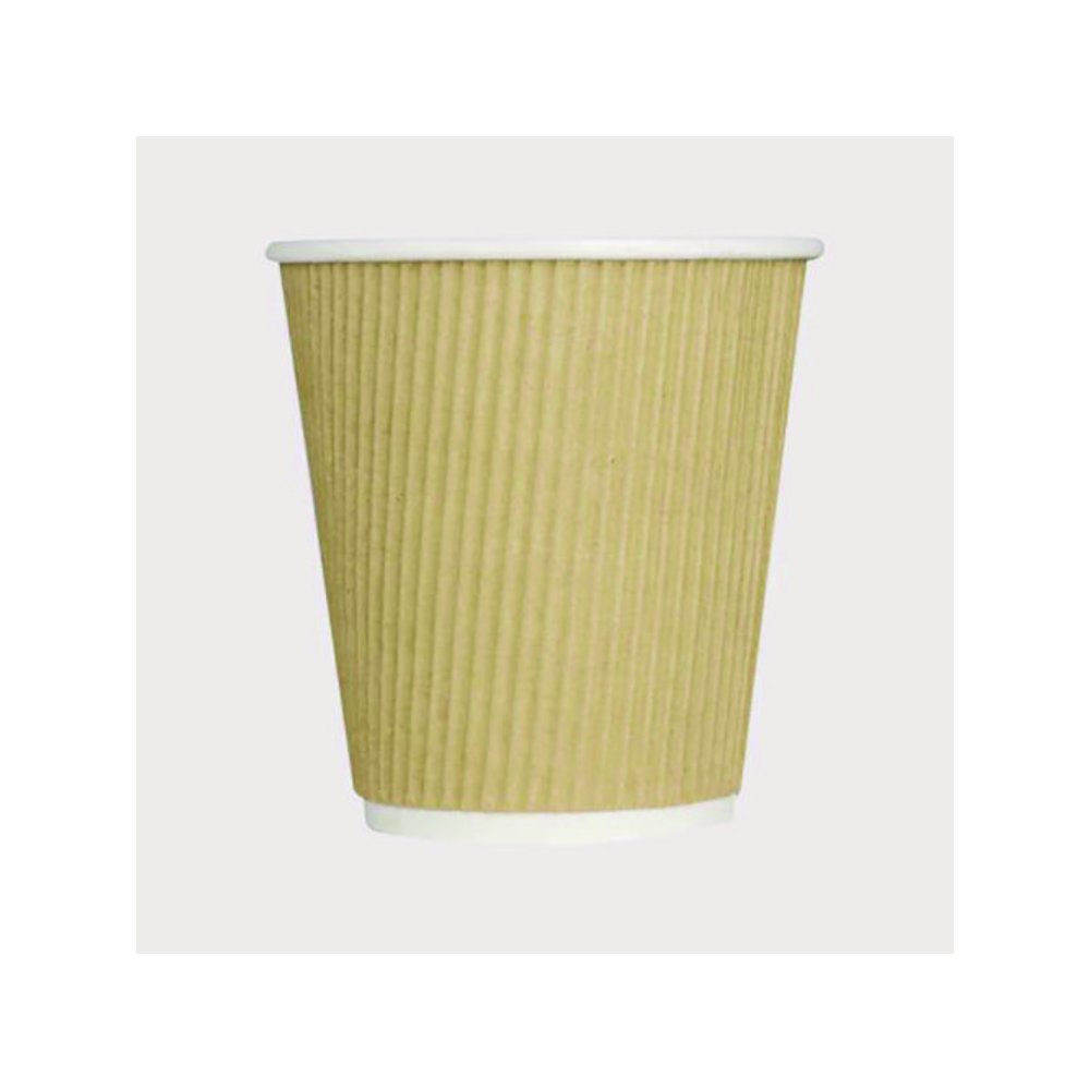 Ripple Hot Cups, 10 oz, Paper, Kraft/White, 500/Carton. Picture 1