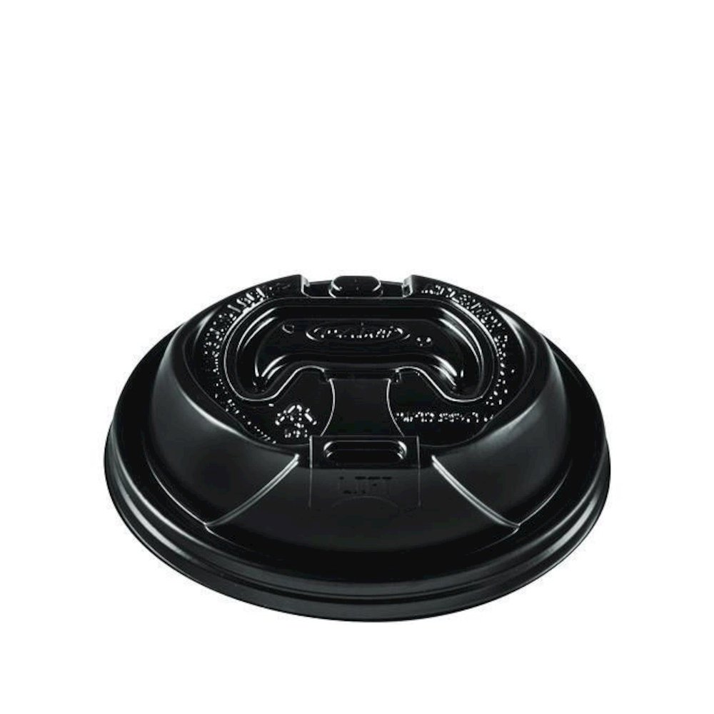 Optima Reclosable Lids for Hot Paper Cups, Fits 12 oz to 24 oz Hot Cups, Plastic, Black, 1,200/Carton. Picture 1