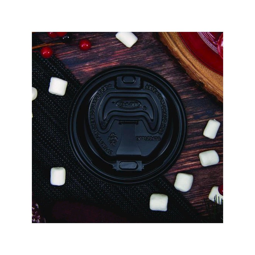 Optima Reclosable Lids for Hot Paper Cups, Fits 12 oz to 24 oz Hot Cups, Plastic, Black, 1,200/Carton. Picture 5