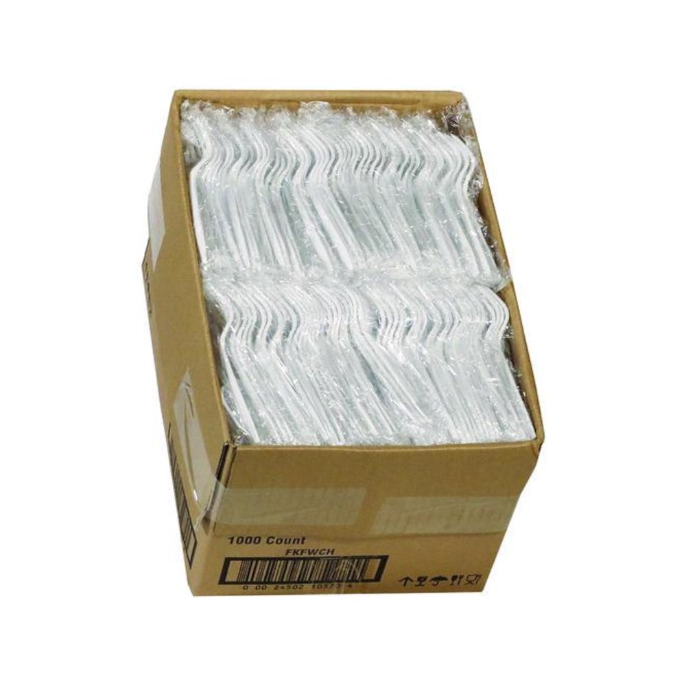 Fieldware Cutlery, Individually Wrapped, Mediumweight Fork, Plastic, White, 1,000/Carton. Picture 4