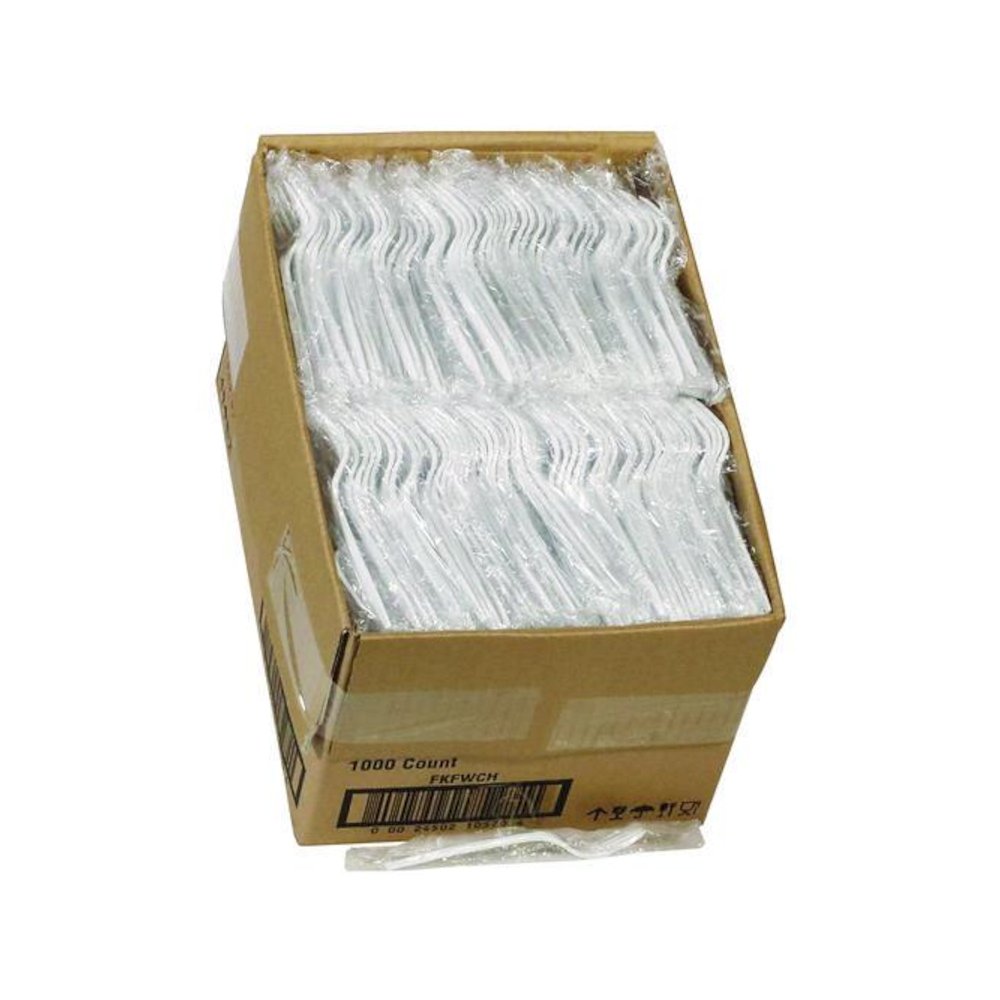 Fieldware Cutlery, Individually Wrapped, Mediumweight Fork, Plastic, White, 1,000/Carton. Picture 5
