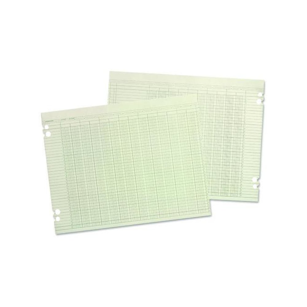 Columnar Loose Sheets, 6 Columns, 9.25 x 11.88, Green, 100/Pack. Picture 1