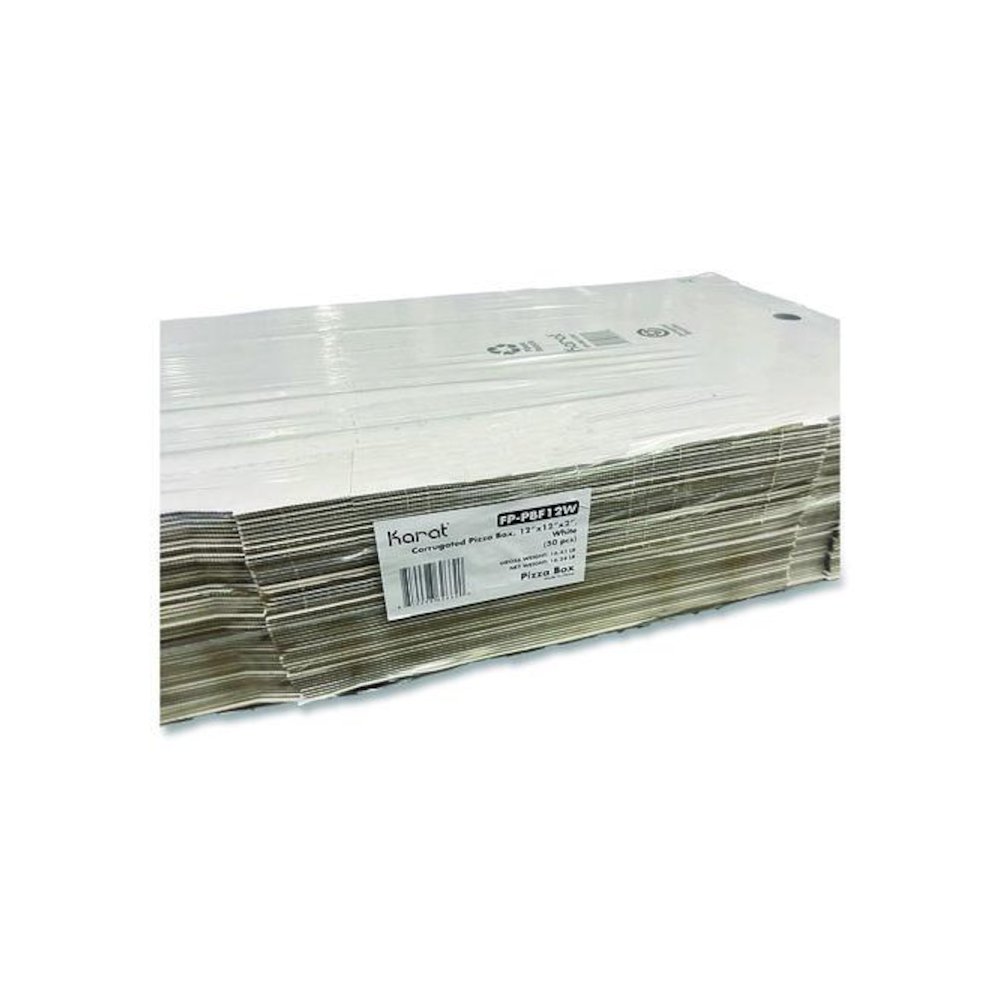 Corrugated Pizza Boxes, 12 x 12 x 1.97, White/Brown, 50/Carton. Picture 9