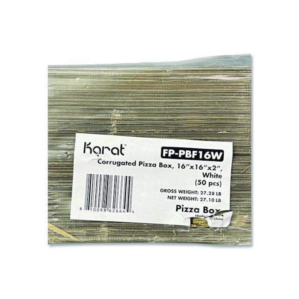 Corrugated Pizza Boxes, 16 x 16 x 1.97, White/Brown, 50/Carton. Picture 7