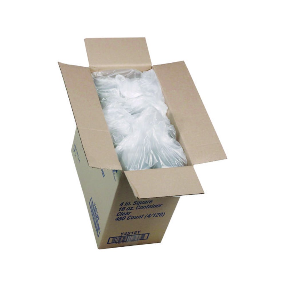 PET Square Container, 16 oz, 4 x 4 x 3, Clear, Plastic, 480/Carton. Picture 3
