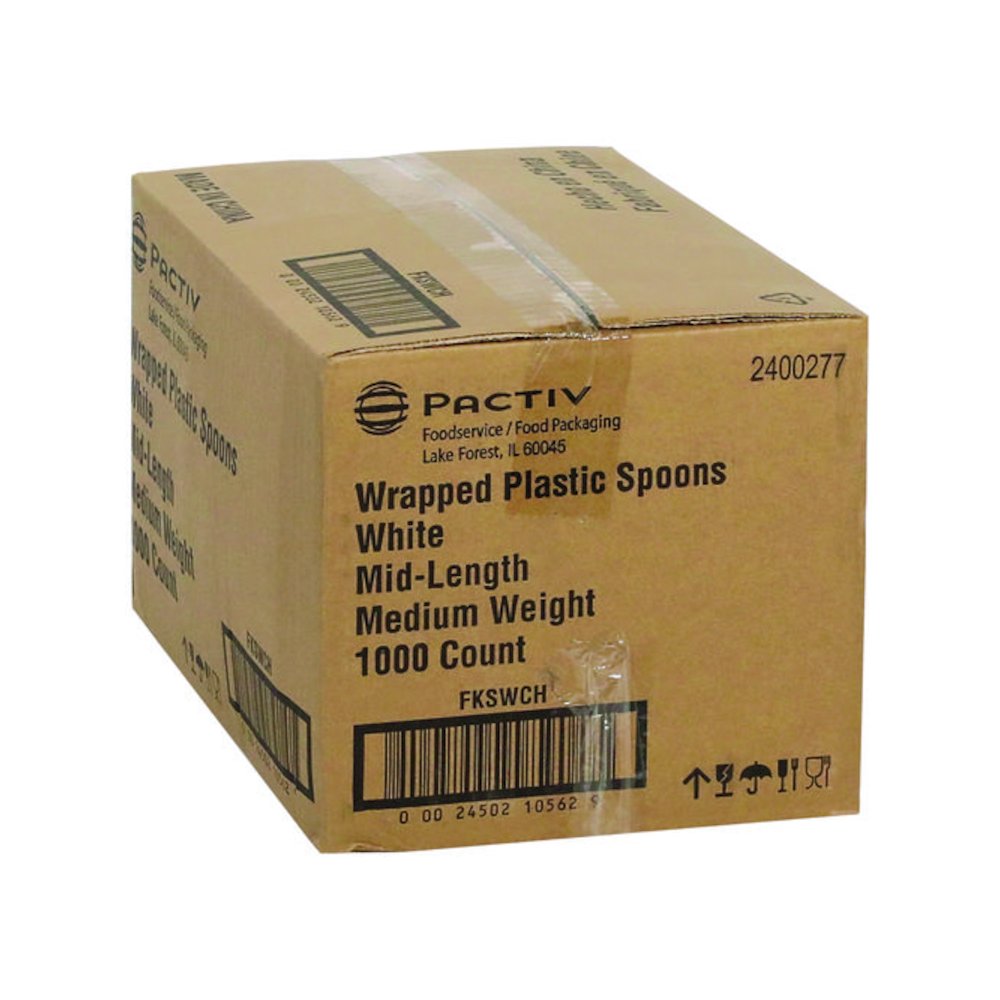 Fieldware Cutlery, Individually Wrapped, Mediumweight Spoon, Plastic, White, 1,000/Carton. Picture 3