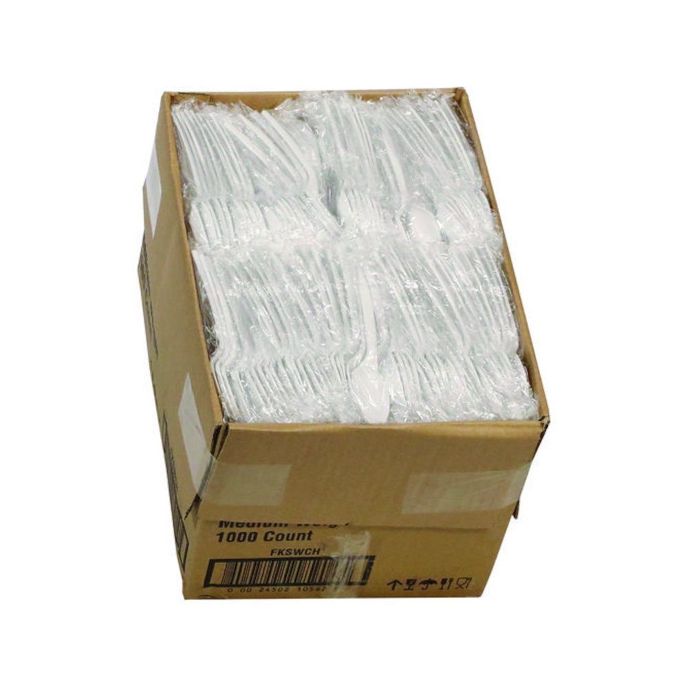 Fieldware Cutlery, Individually Wrapped, Mediumweight Spoon, Plastic, White, 1,000/Carton. Picture 5