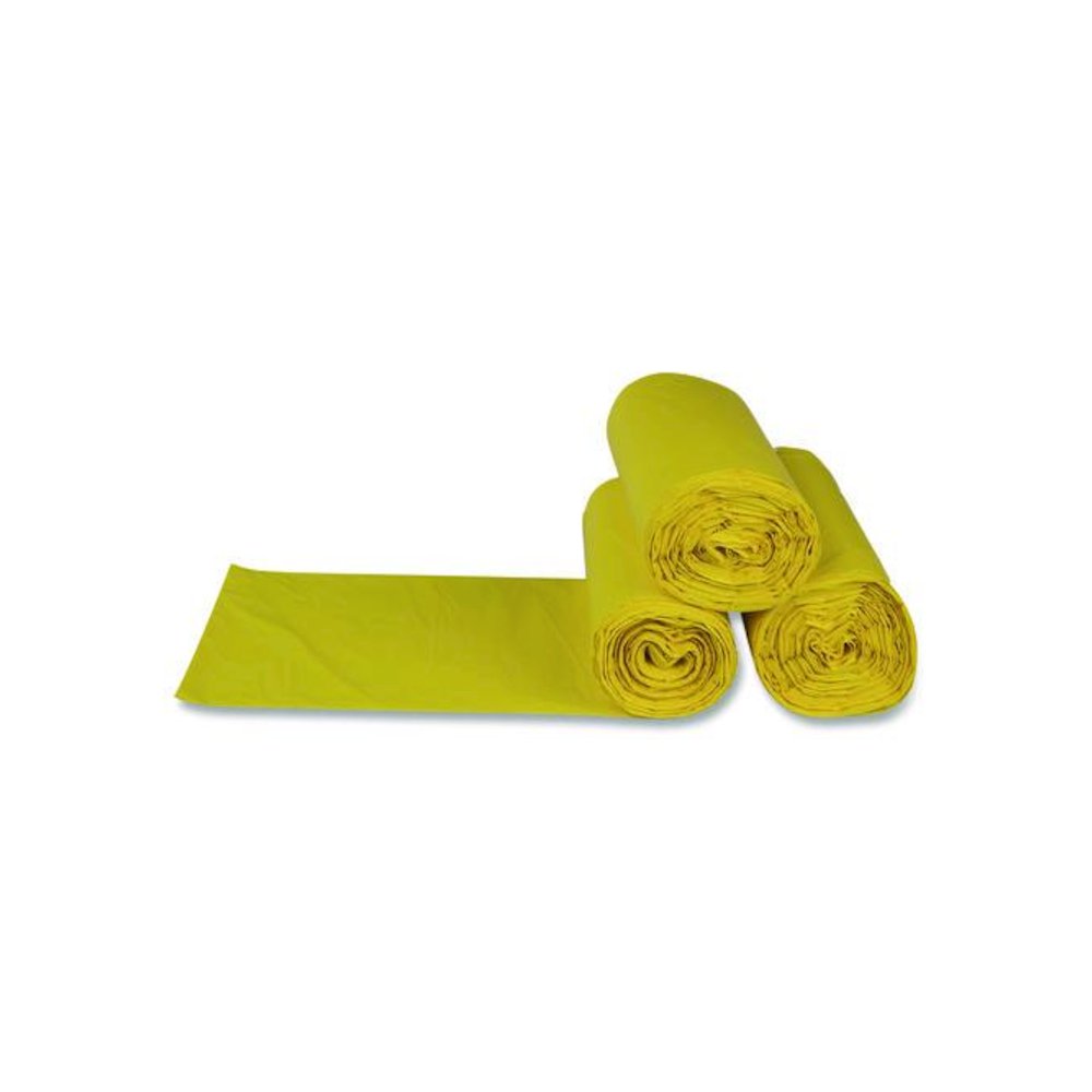 Low-Density Commercial Can Liners, Infectious Waste Biohazard, 30 gal, 1.15 mil, 30" x 43", Yellow, 25 Bags/Roll, 6 Rolls/CT. Picture 4