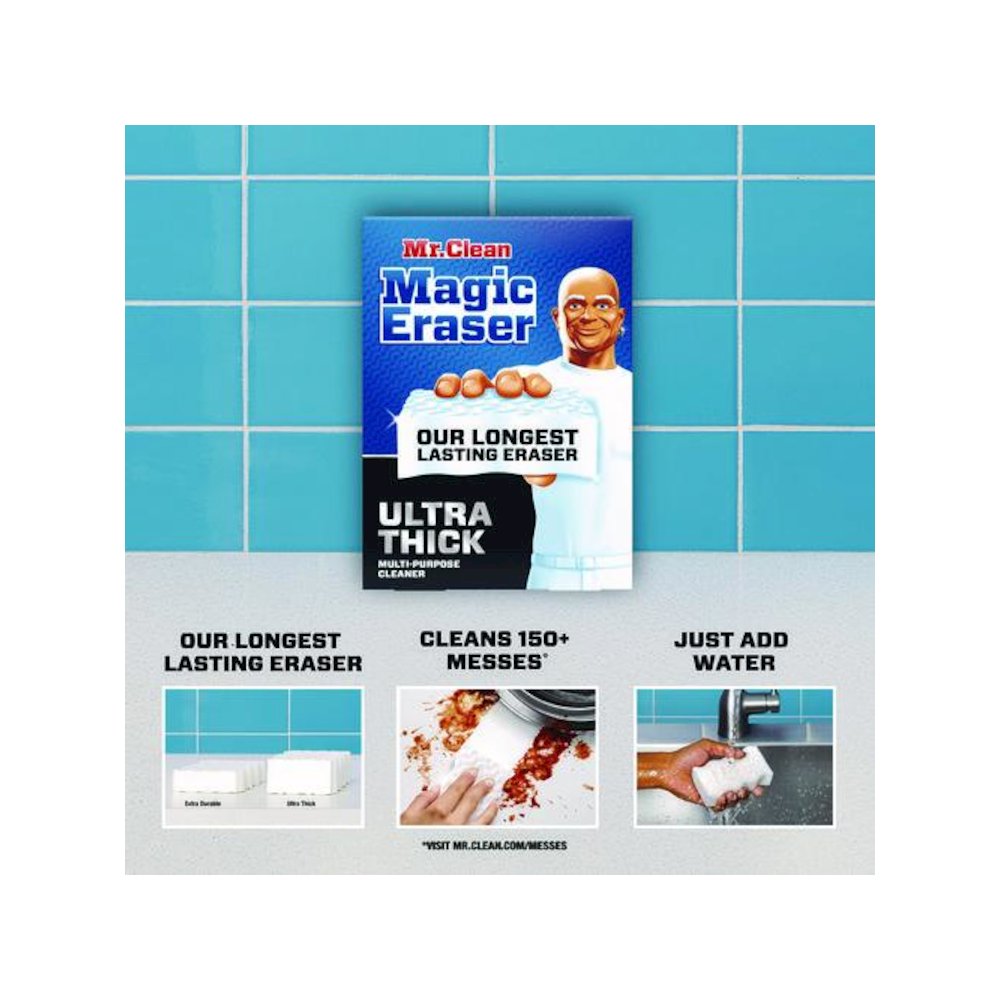 Magic Eraser, Ultra-Thick, 4.6 x 2.3, 1.2" Thick, White, 5/Pack, 2 Packs/Carton. Picture 4