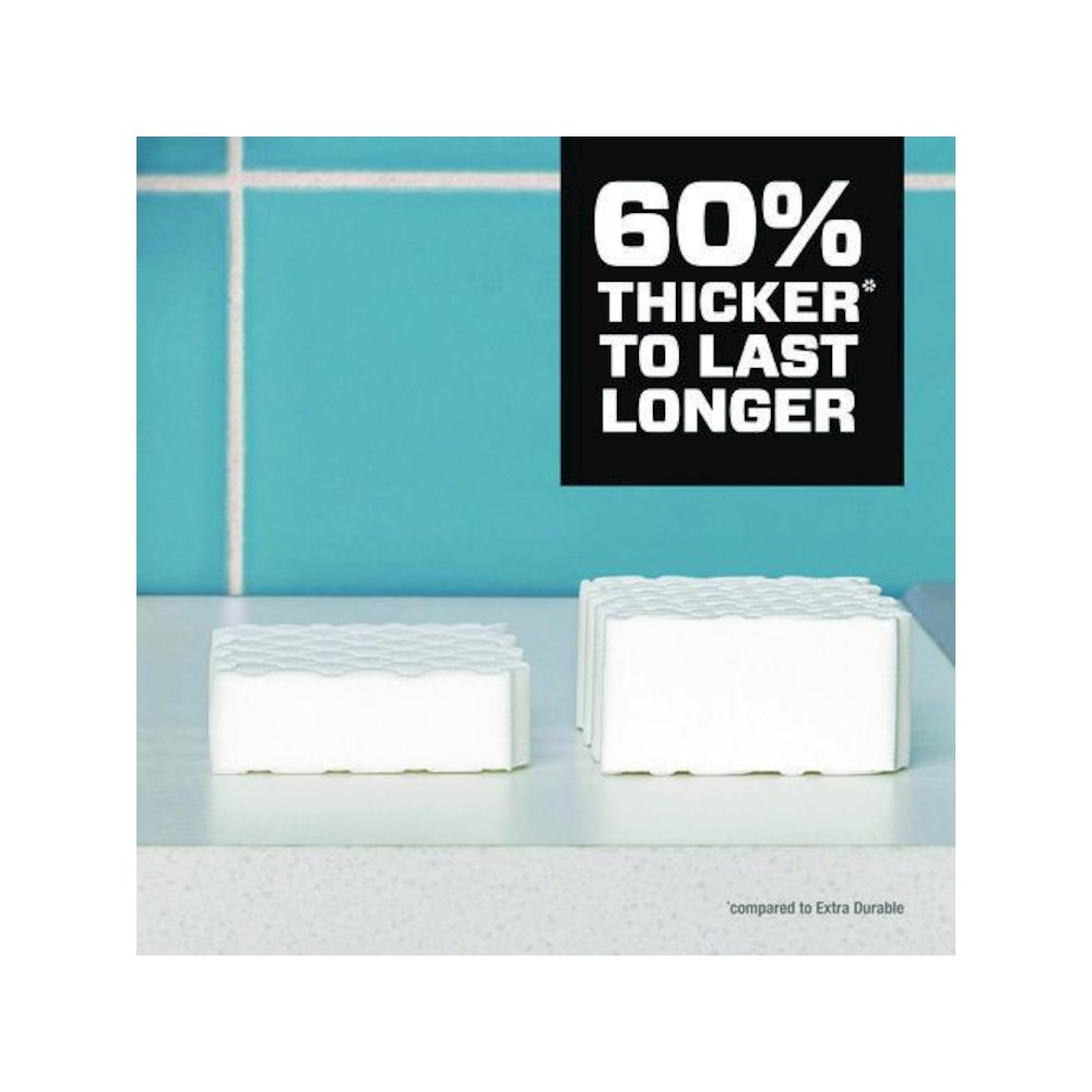 Magic Eraser, Ultra-Thick, 4.6 x 2.3, 1.2" Thick, White, 5/Pack, 2 Packs/Carton. Picture 6
