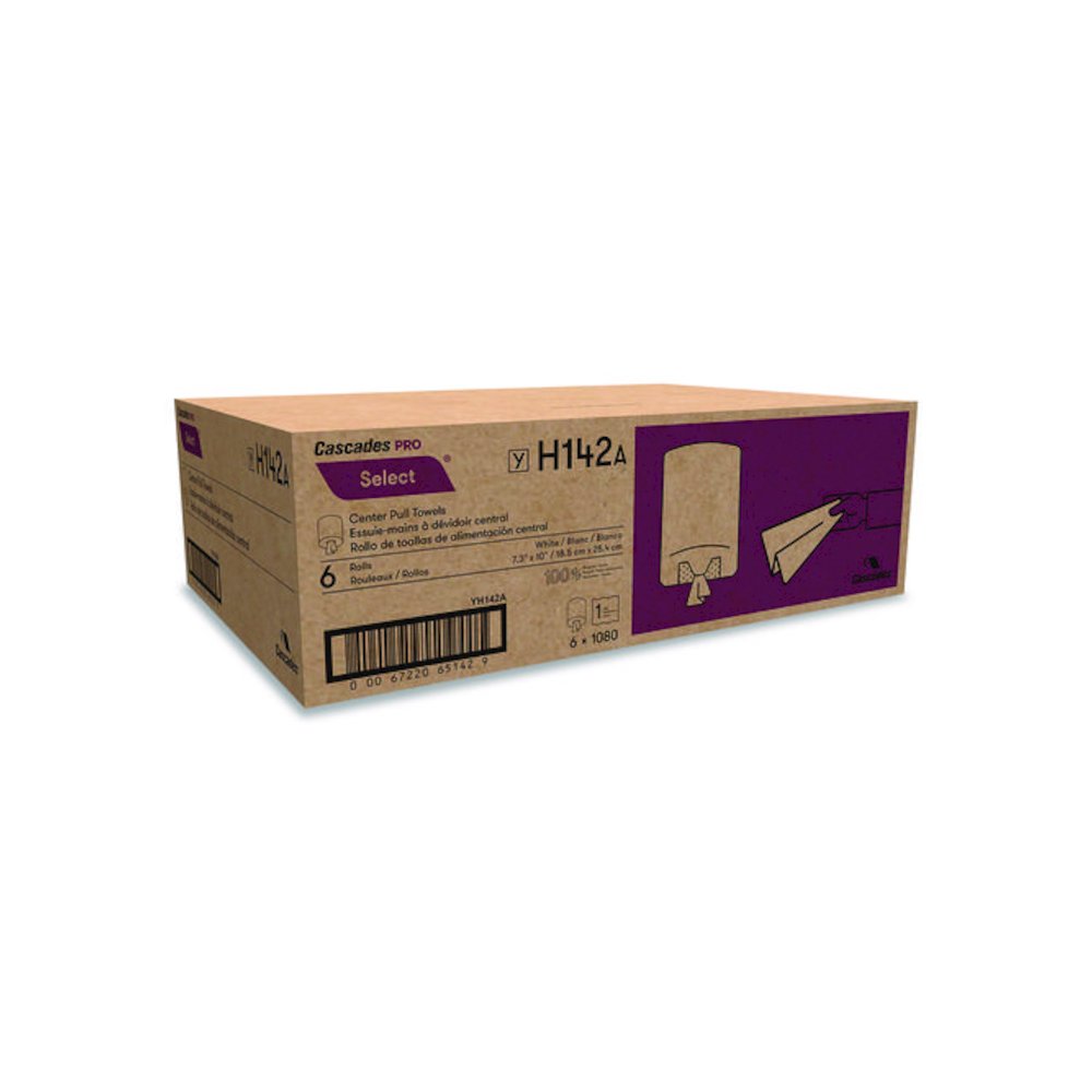 Select Center-Pull Paper Towels, 1-Ply, 7.31 x 10, White, 1,080/Roll, 6 Rolls/Carton. Picture 4