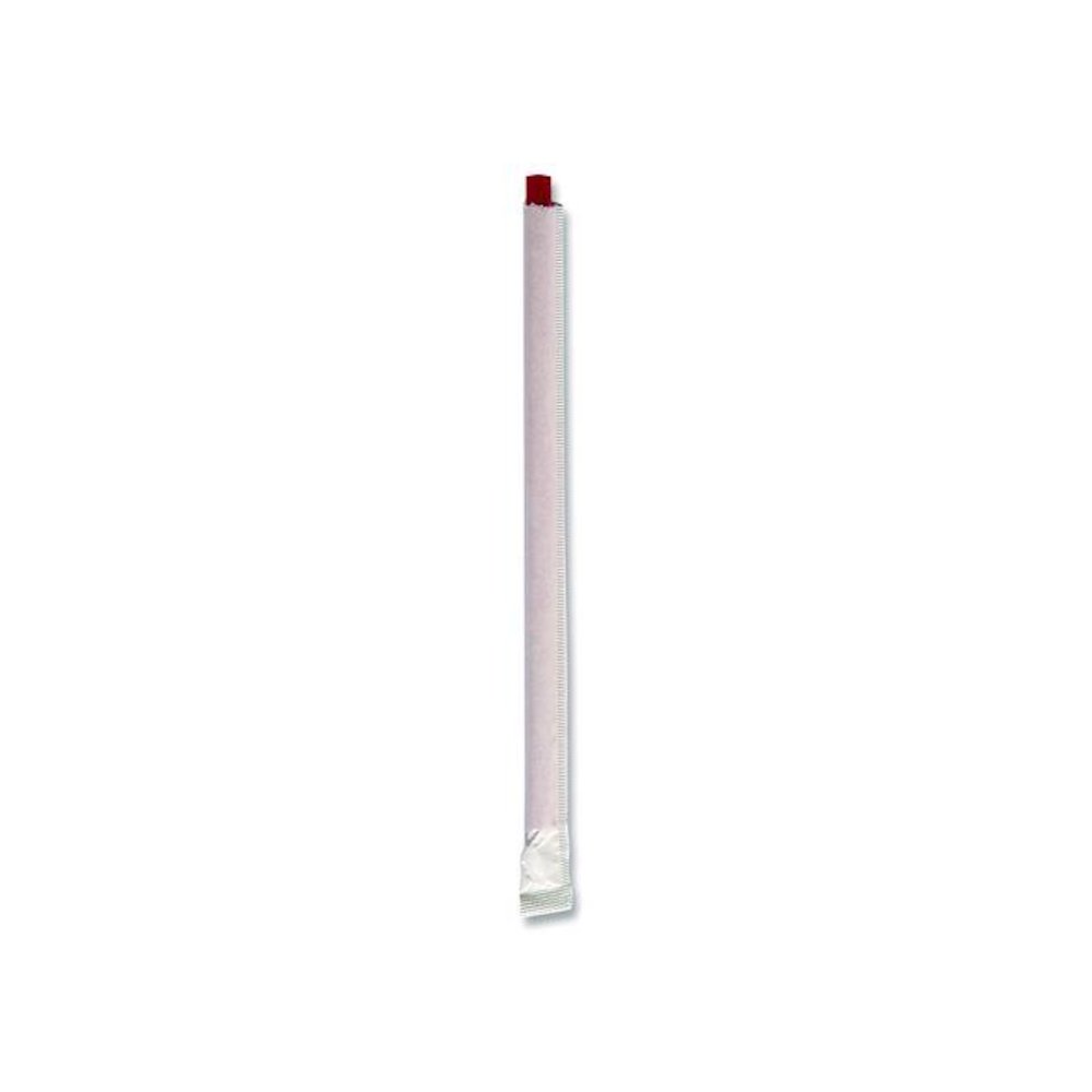 Wrapped Giant Straws, 7.75", Polypropylene, Red, 300/Pack, 24 Packs/Carton. Picture 2