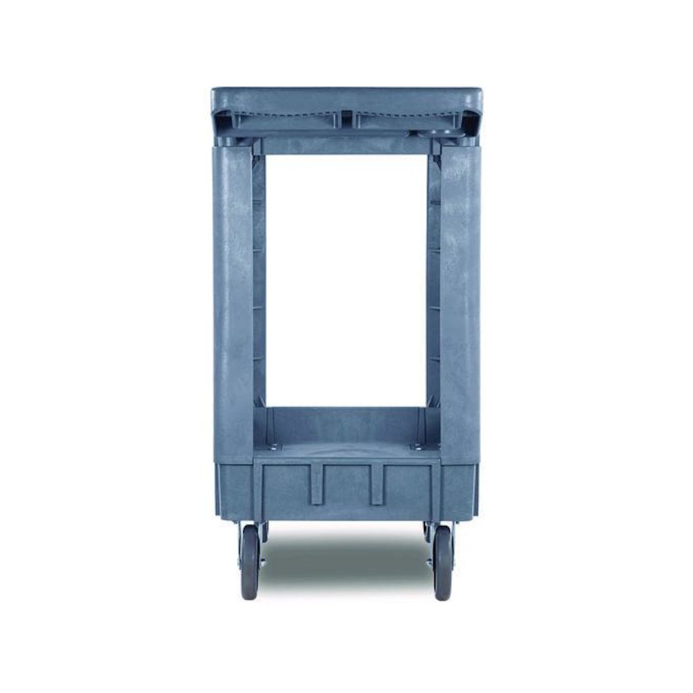 Two-Shelf Utility Cart, Plastic, 2 Shelves, 500 lb Capacity, 17.25" x 40" x 33.5", Gray. Picture 5