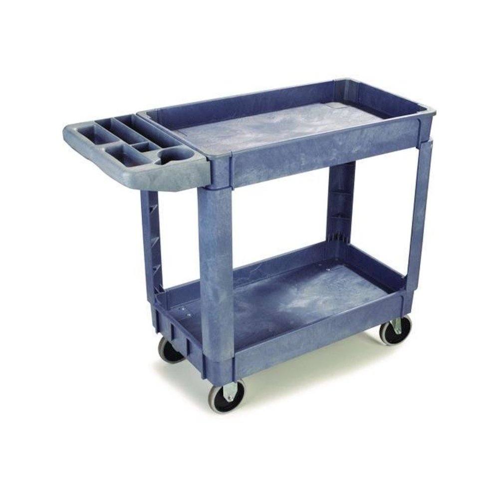 Two-Shelf Utility Cart, Plastic, 2 Shelves, 500 lb Capacity, 17.25" x 40" x 33.5", Gray. Picture 1