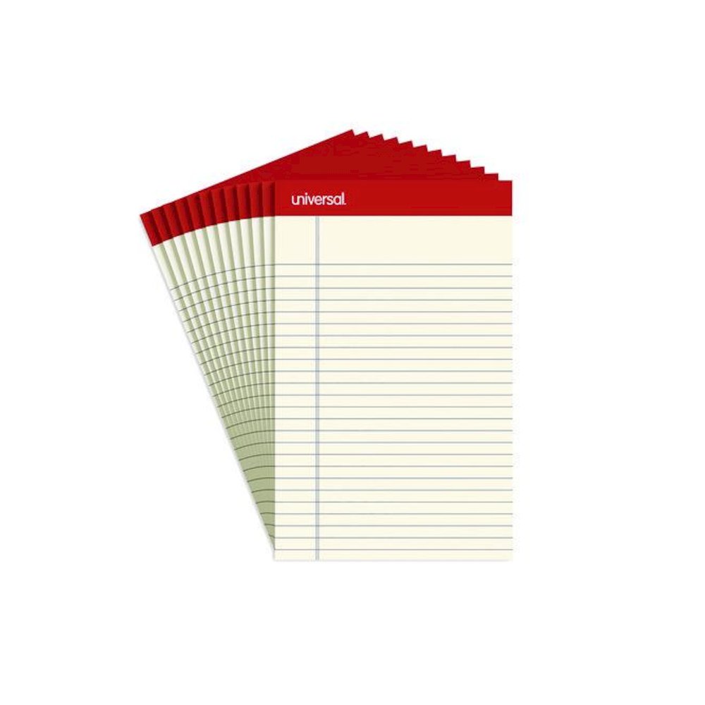 Colored Perforated Ruled Writing Pads, Narrow Rule, (50) Ivory 5 x 8 Sheets, Dozen. Picture 1