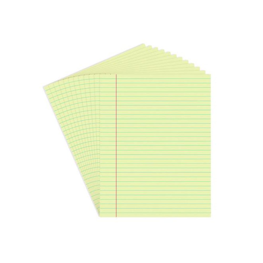 Glue Top Pads, Wide/Legal Rule, (50) Canary Yellow 8.5 x 11 Sheets, Dozen. Picture 1