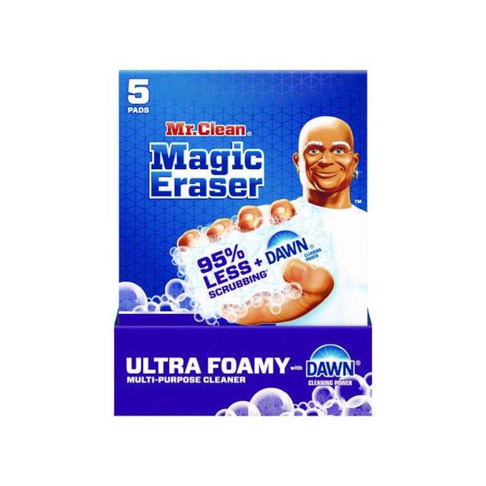 Magic Eraser, Ultra Foamy, 4.6 x 2.3, 0.7" Thick, White, 5/Pack, 4 Packs/Carton. Picture 2