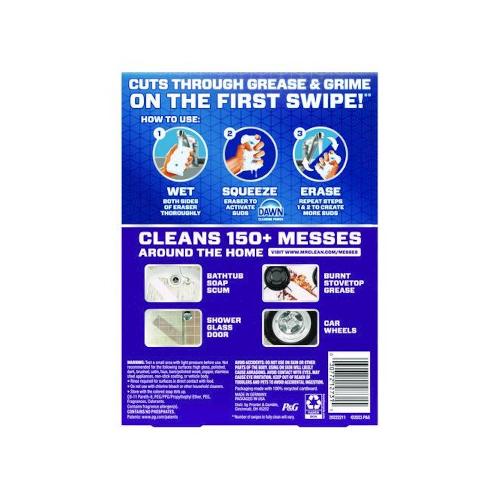 Magic Eraser, Ultra Foamy, 4.6 x 2.3, 0.7" Thick, White, 5/Pack, 4 Packs/Carton. Picture 4