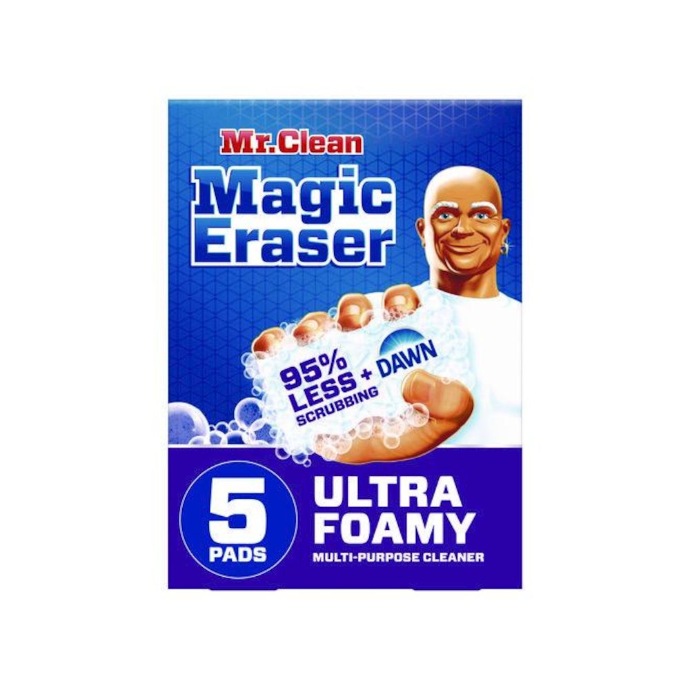 Magic Eraser, Ultra Foamy, 4.6 x 2.3, 0.7" Thick, White, 5/Pack, 4 Packs/Carton. Picture 5