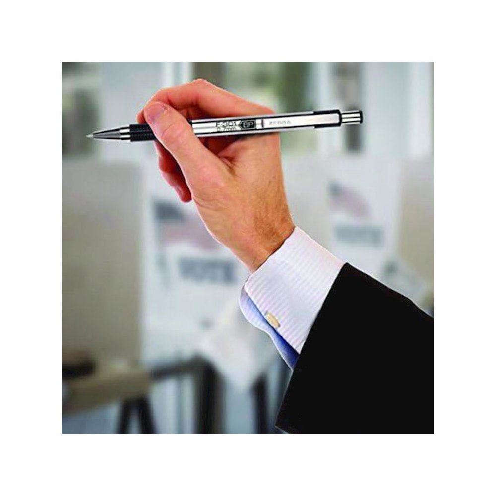 F-301 Ballpoint Pen, Retractable, Fine 0.7 mm, Black Ink, Stainless Steel/Black Barrel, Dozen. Picture 4