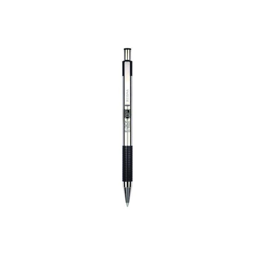 F-301 Ballpoint Pen, Retractable, Fine 0.7 mm, Black Ink, Stainless Steel/Black Barrel, Dozen. Picture 6