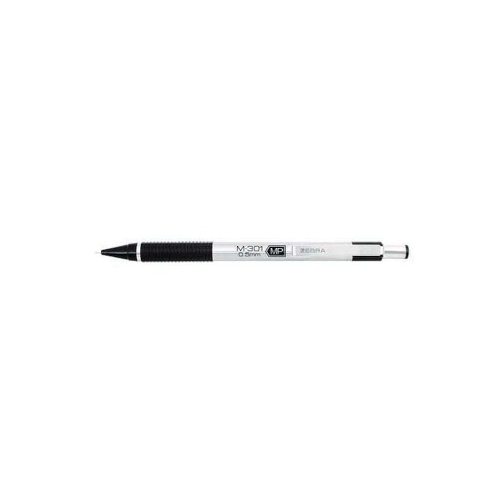 M-301 Mechanical Pencil, 0.5 mm, HB (#2), Black Lead, Silver/Black Barrel, Dozen. Picture 4