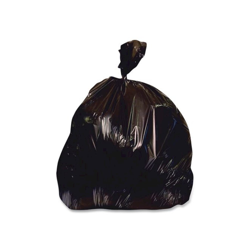 Linear Low-Density Can Liners, 56 gal, 1.7 mil, 43" x 47", Black, Flat Pack, 100/Carton. Picture 1