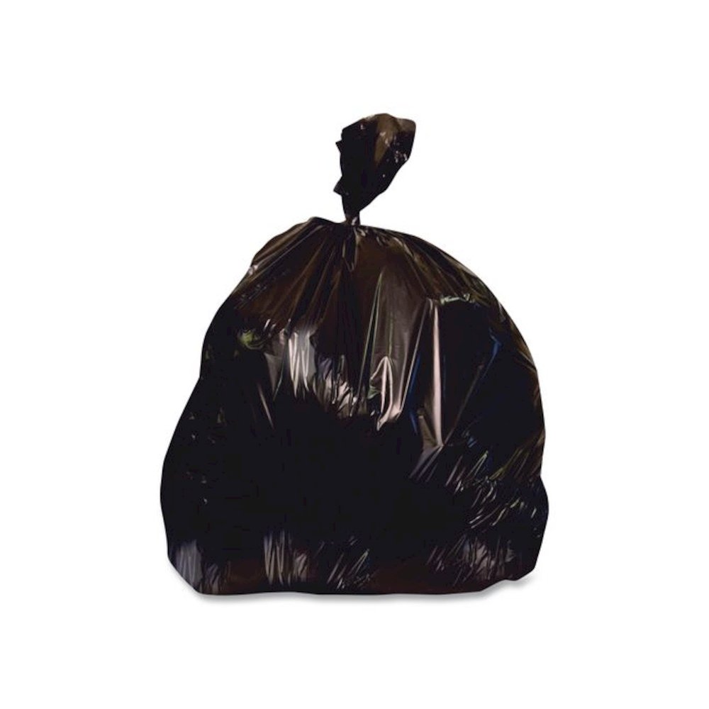 Low Density Can Liners, 60 gal, 1.7 mil, 38" x 58", Black, Flat Pack, 100/Carton. Picture 1