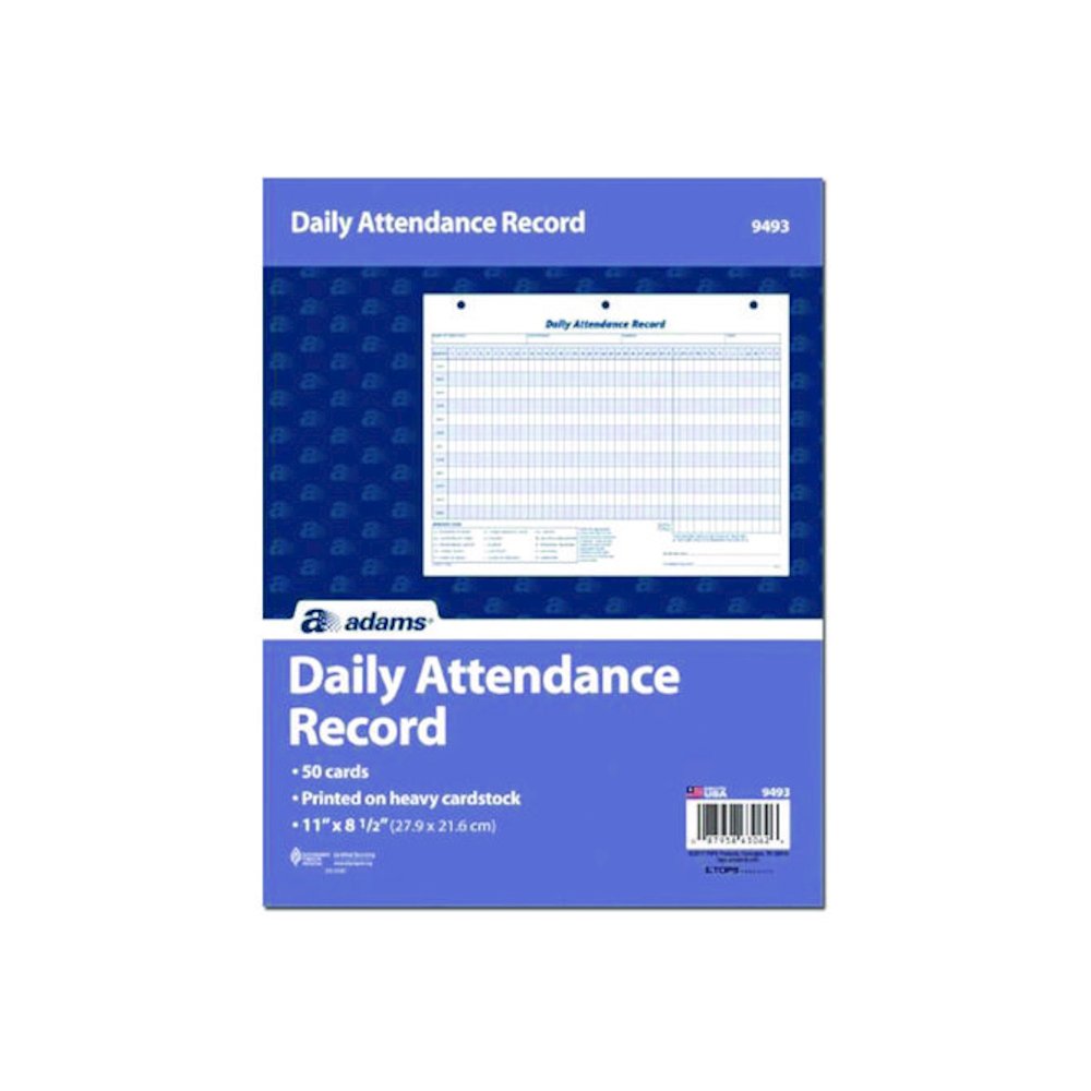 Attendance Records, One Part (No Copies), 11 x 8.5, 50 Forms Total. Picture 1