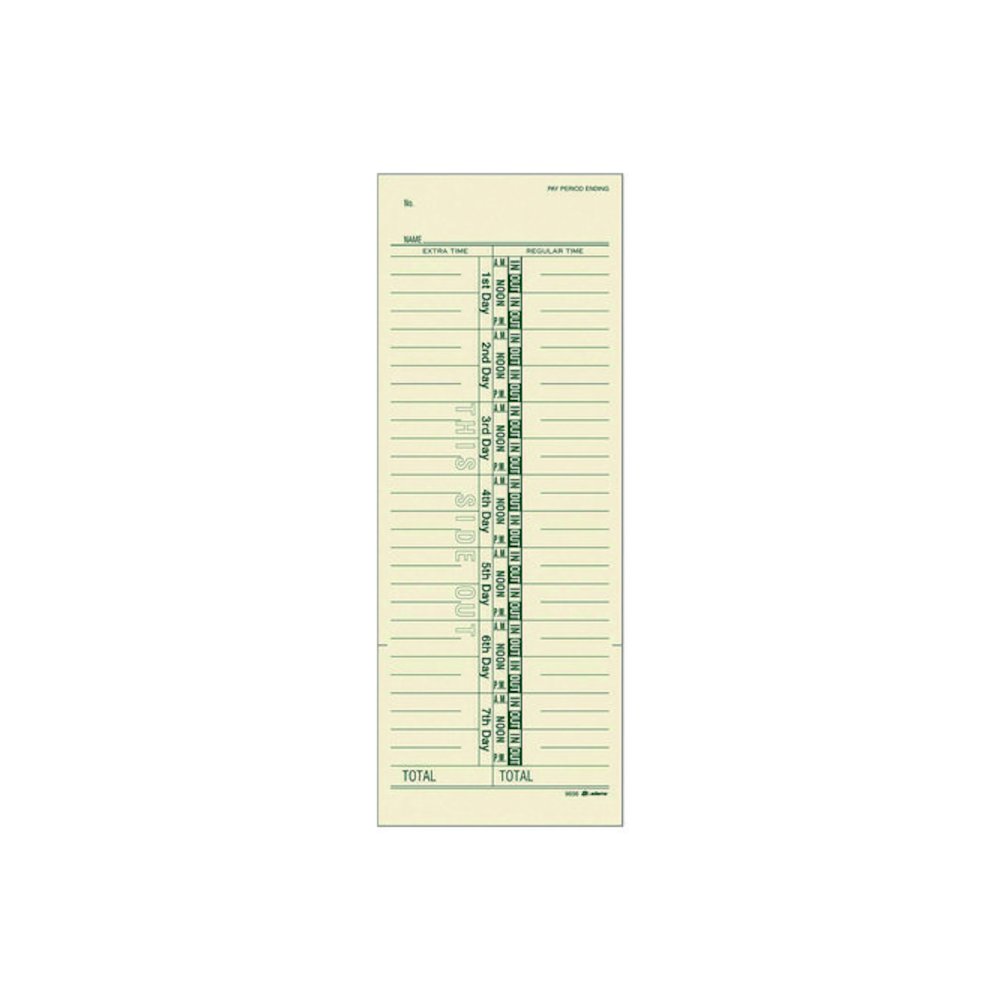 Time Cards for Acroprint, Amano and Lathem Time Clocks, One Side, 3.38 x 9, 200/Pack. Picture 1