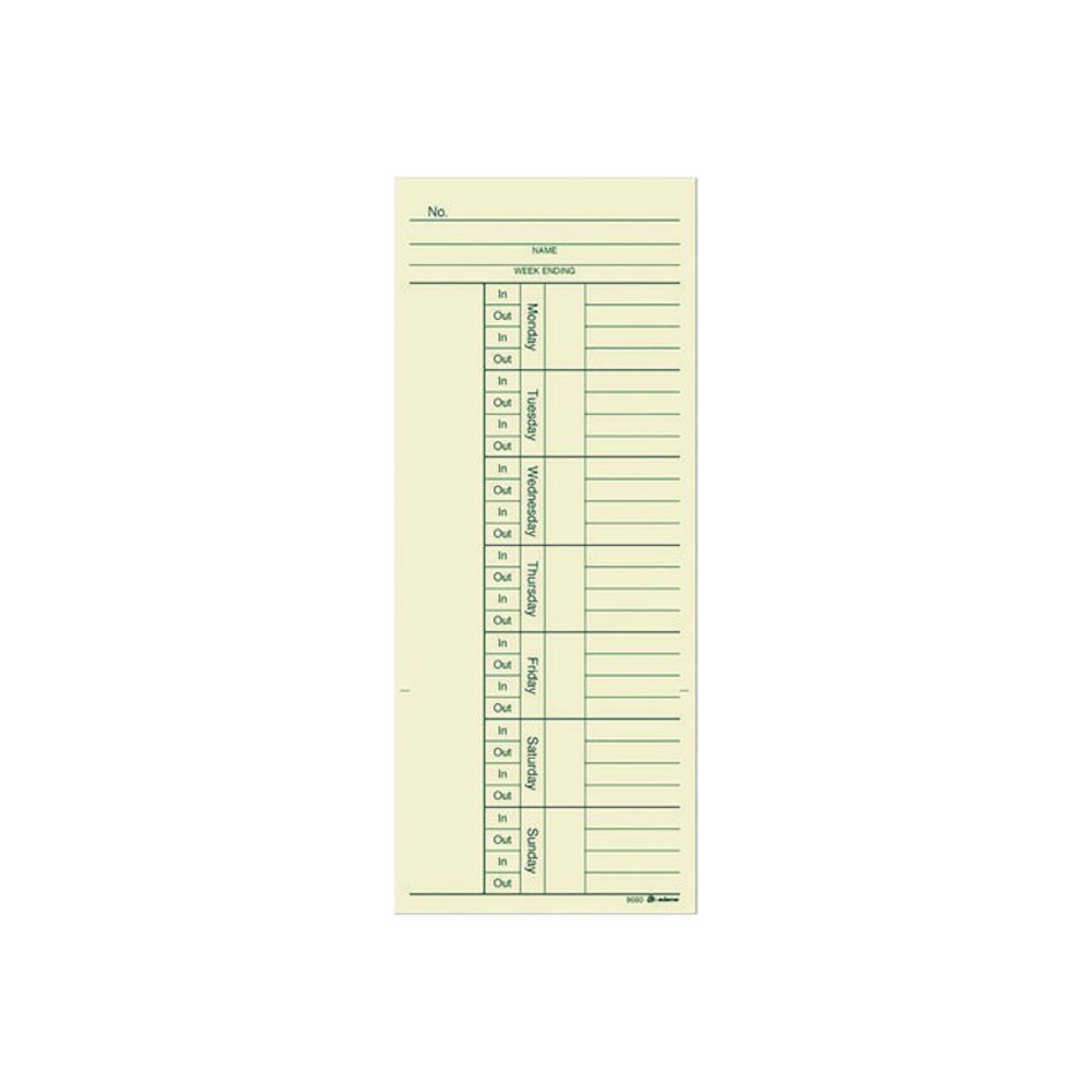 Time Cards for Acroprint, Amano and Lathem Time Clocks, Two Sides, 3.4 x 8.25, 200/Pack. Picture 1