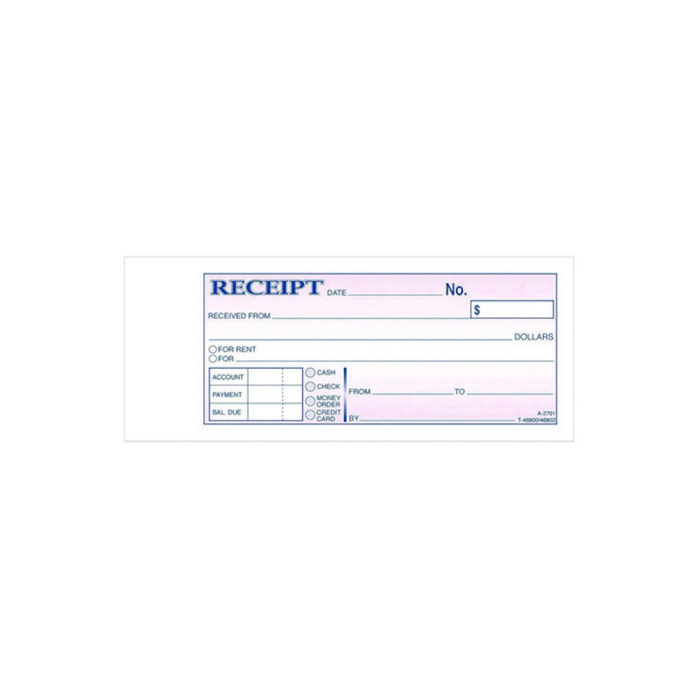 Money/Rent Receipt Book, Two-Part Carbonless, 6.69 x 2.75, 50 Receipts/Book, 5 Books/Pack. Picture 5